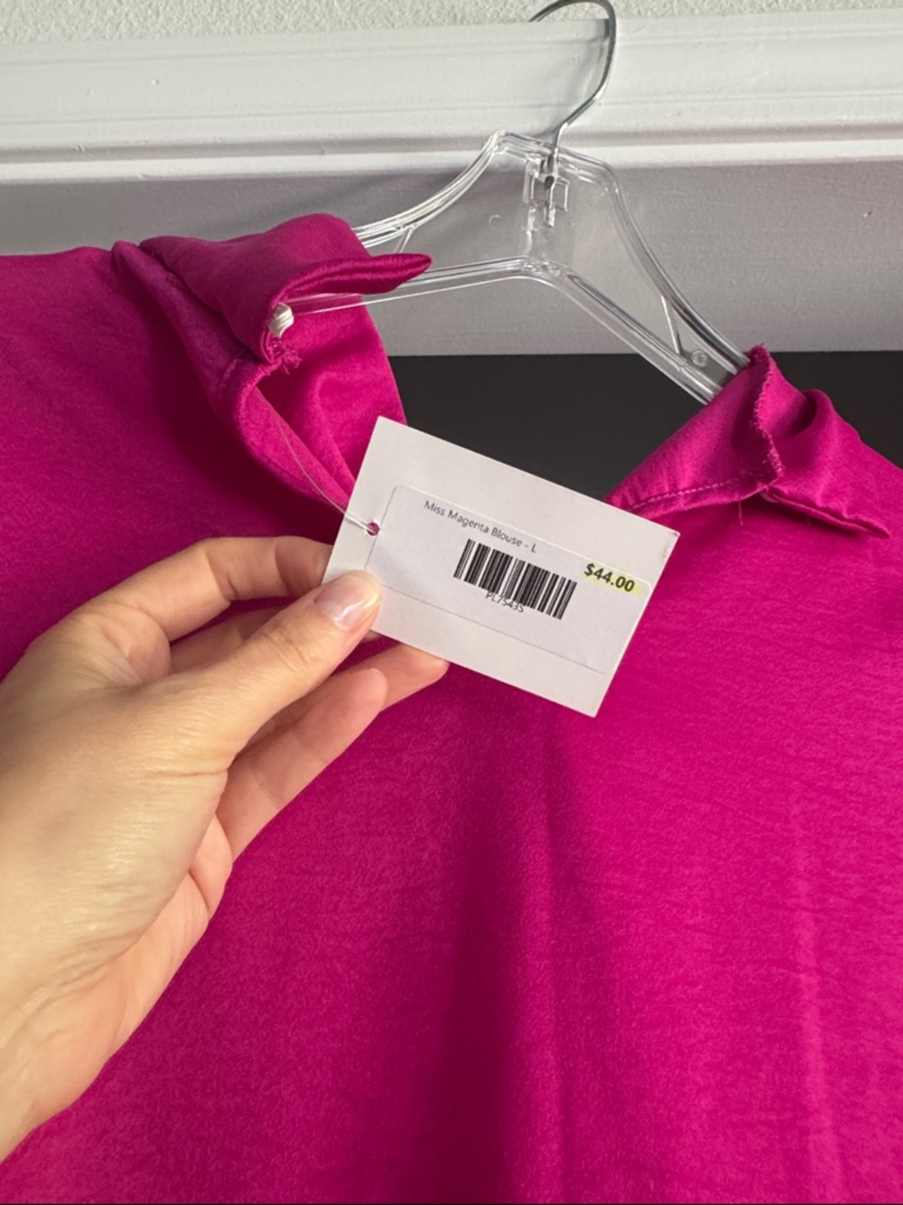 Magenta Fuchsia Long-Sleeve Tie-Neck Blouse - Picture 3 of 5